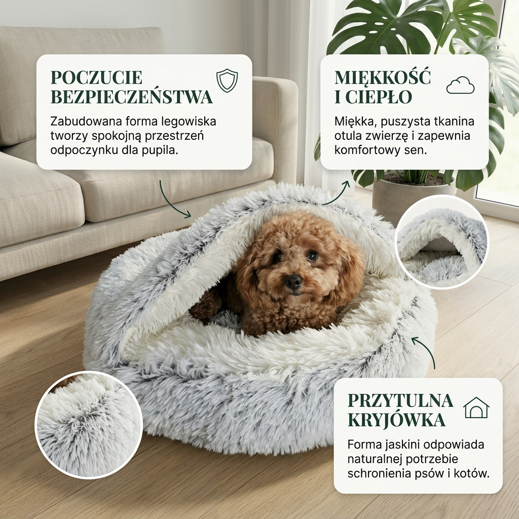 Legowisko CloudShell™ – Prywatna Strefa Spokoju dla Psa i Kota
